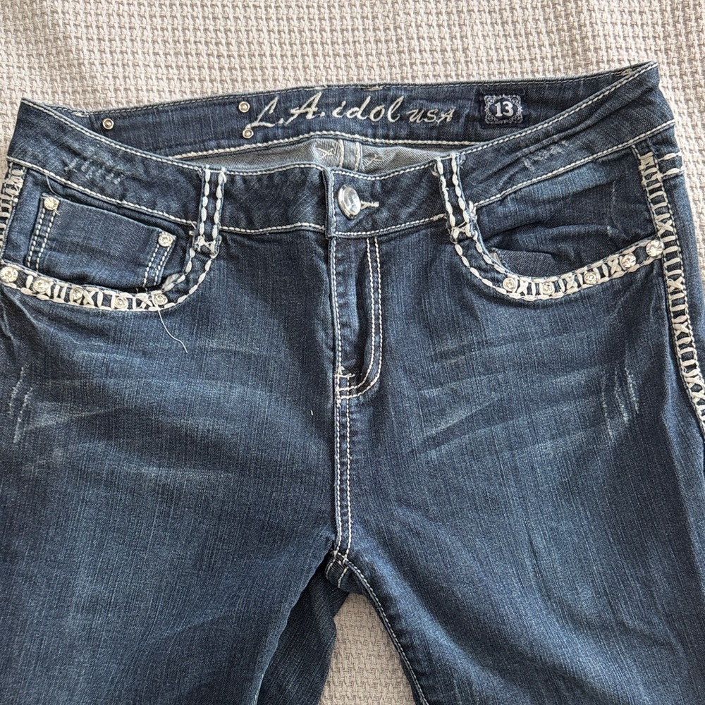 L.A. idol Women's Dark Blue Straight Leg Jeans